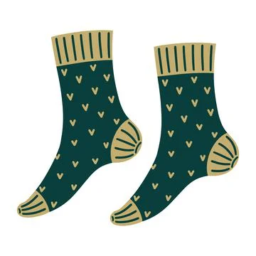 Pair of warm knitted socks vector icon. Cozy wool accessory for autumn Stock Illustration