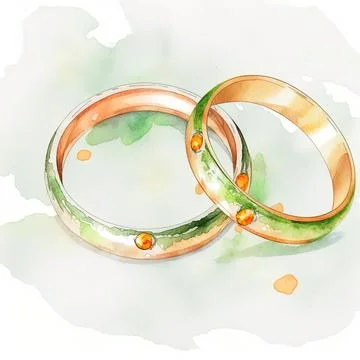 A pair of wedding rings, a vintage watercolor sketch Stock Illustration