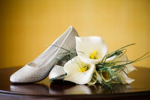 Pair of Wedding Shoes Stock Photos