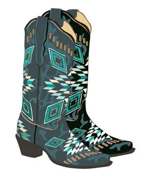 A pair of western cowboy boots vector isolated. Stock Illustration