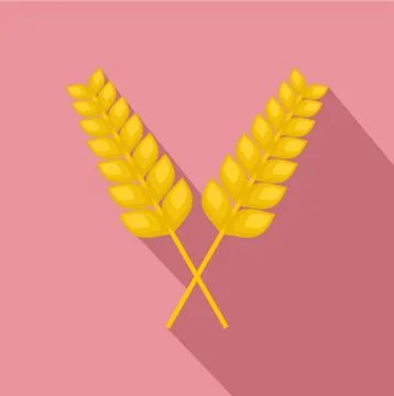 Pair of wheat icon, flat style Stock Illustration