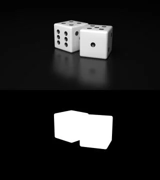 Pair of white dices with alpha channel Stock Illustration