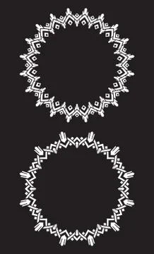 Pair of white round frames on a black background Stock Illustration