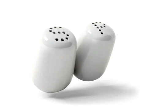 Pair of White Salt and Pepper Shaker isolated 3D vector icon Stock Illustration