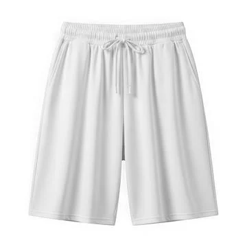 A pair of white shorts with a drawstring waist and two pockets on the sides Stock Illustration