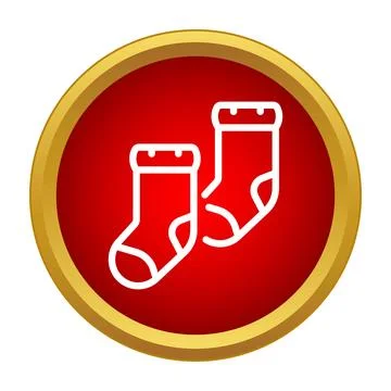 Pair of white socks on a red circle with gold border Ilustração Stock