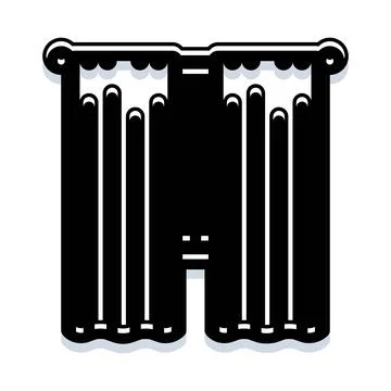 Pair of window curtains hanging on a rod Ilustração Stock