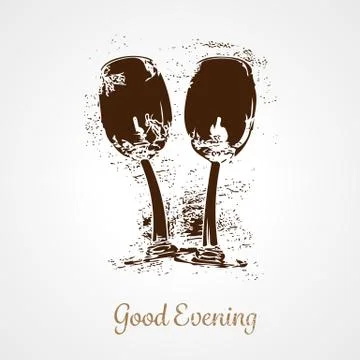 Pair of wine glasses Stock Illustration