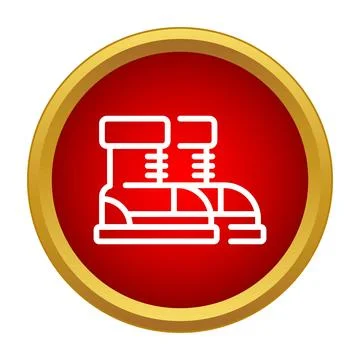 Pair of winter boots icon in red circle Ilustração Stock