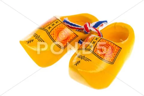 Pair of wooden clogs Stock Photos