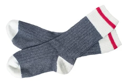 Pair of wool socks isolated on white background Stock Photos