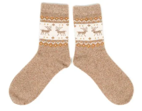 Pair of wool socks with a pattern deer pair of wool socks with a pattern d... Foto stock