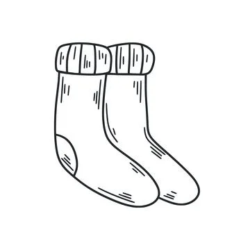 Pair of woolen socks isolated doodle illustration Stock Illustration