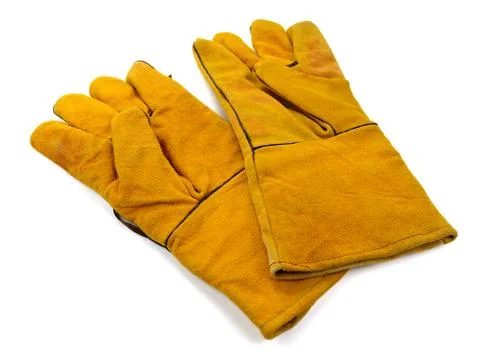 Pair of work gloves isolated on white background Stock Photos