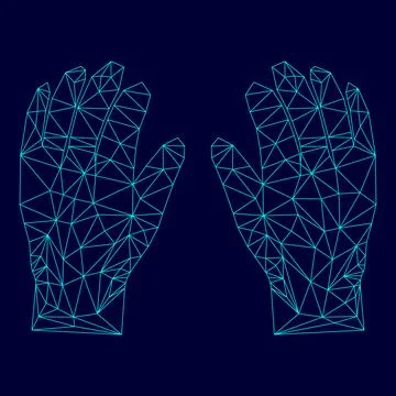Pair work of gloves low poly triangulation triangulated polygonal electric cy Stock Illustration