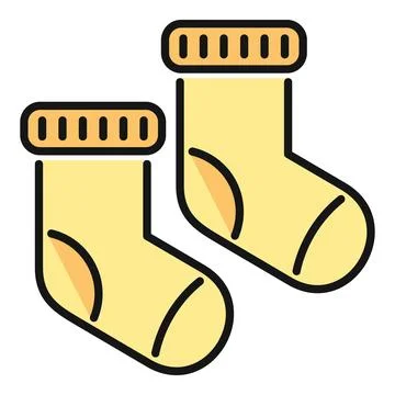 Pair of yellow baby socks vector icon illustration Ilustração Stock