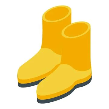 Pair of yellow rubber boots standing upright isometric icon Stock Illustration
