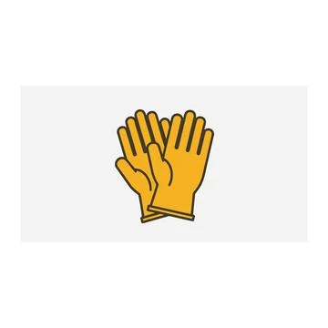 A pair of yellow rubber gloves Stock Illustration