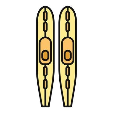 Pair of yellow skis with bindings for winter sports Ilustração Stock