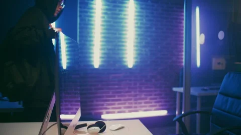 Pair of young programmers hacking into electronic banking system Stock Footage 95494864