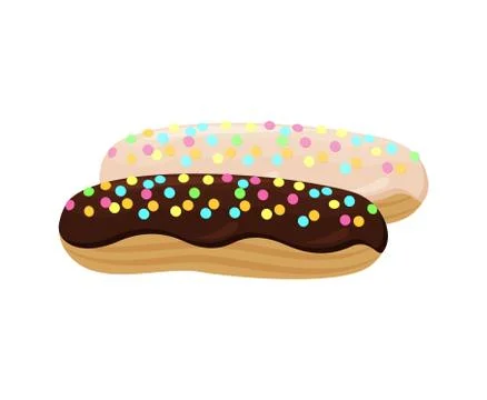 Pair of Yummy Glazed Cakes Vector Illustration Ilustração Stock