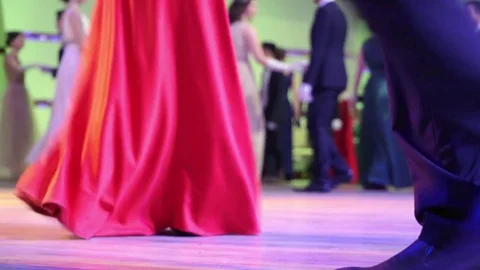 Pairs are dancing March Carousel and waltz dances of 19th century at students Stock Footage 76106512