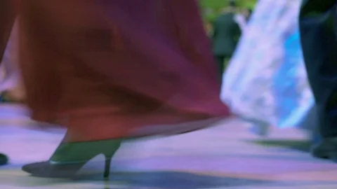 Pairs are dancing Saint Bernard's Waltz and dances of 19th century at students Stock Footage 75968763