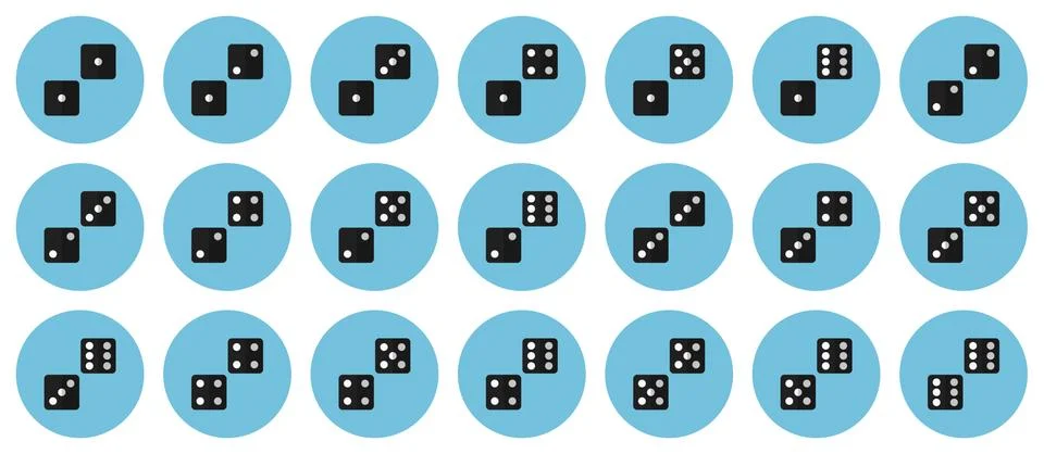 Pairs of white dices vector flat icon set Stock Illustration