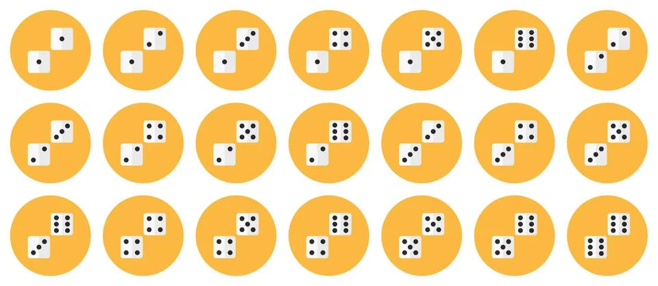 Pairs of white dices vector flat icon set Stock Illustration