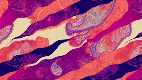Paisley bandana fabric patchwork abstract 2d illustrated seamless animation Stock Footage 220115416