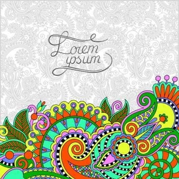 Paisley design on decorative floral background for invitation Illustrazione stock