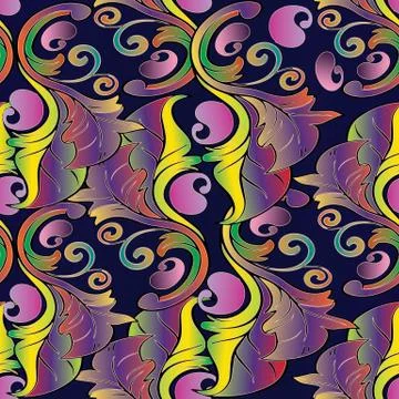 Paisley floral vector seamless pattern. Colorful background with Stock Illustration