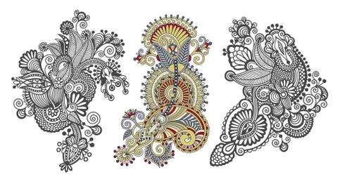 Paisley flower pattern in ethnic style, indian decorative floral Stock Illustration