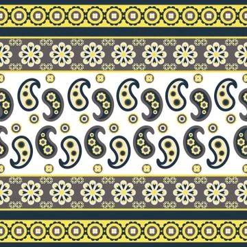 Paisley flower pattern seamless row vector. Illustrazione stock