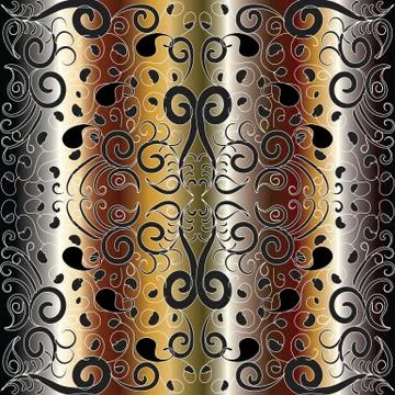 Paisley gold seamless pattern. Illustrazione stock