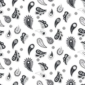 Paisley grey seamless vector pattern. イラスト素材
