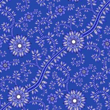 Paisley oriental ornamental pattern. Vector seamless floral background Stock Illustration