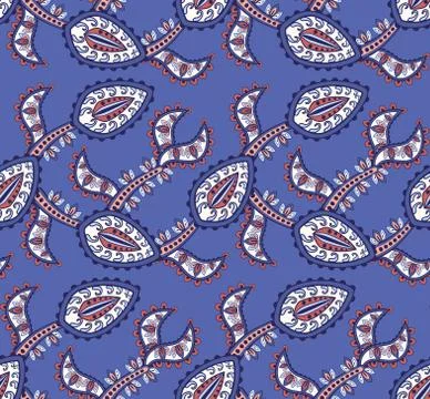 Paisley oriental ornamental pattern. Vector seamless floral background Stock Illustration
