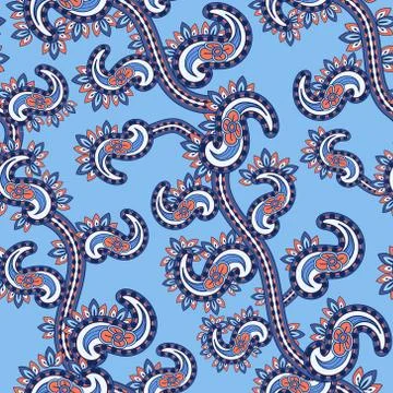 Paisley oriental ornamental pattern. Vector seamless decorative background Stock Illustration