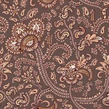 Paisley oriental ornamental pattern. Vector seamless decorative background Stock Illustration