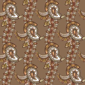 Paisley oriental ornamental pattern. Vector seamless floral background イラスト素材