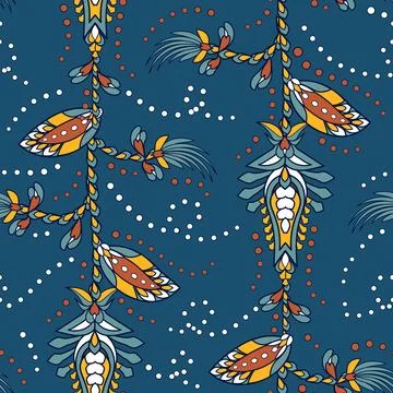 Paisley oriental ornamental pattern. Vector seamless floral background Stock Illustration