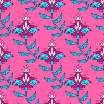 Paisley oriental traditional pattern. Vector seamless print with flower Illustrazione stock