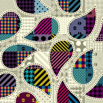 Paisley in patchwork style Stock Illustration