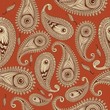 Paisley pattern, brown background Stock Illustration