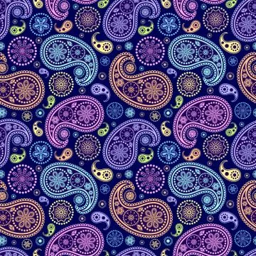 Paisley pattern on dark background Stock Illustration