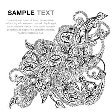 Paisley pattern with frame Stock Illustration