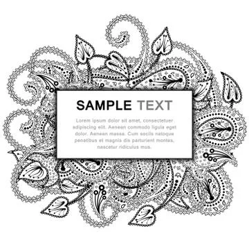 Paisley pattern with frame Illustrazione stock