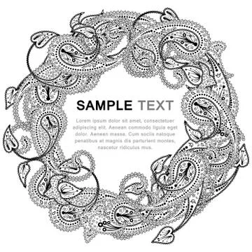 Paisley pattern with frame Stock Illustration