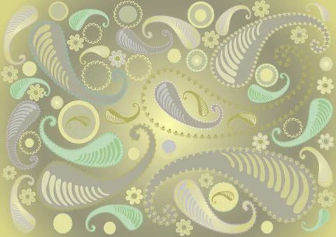 Paisley pattern on light green background イラスト素材